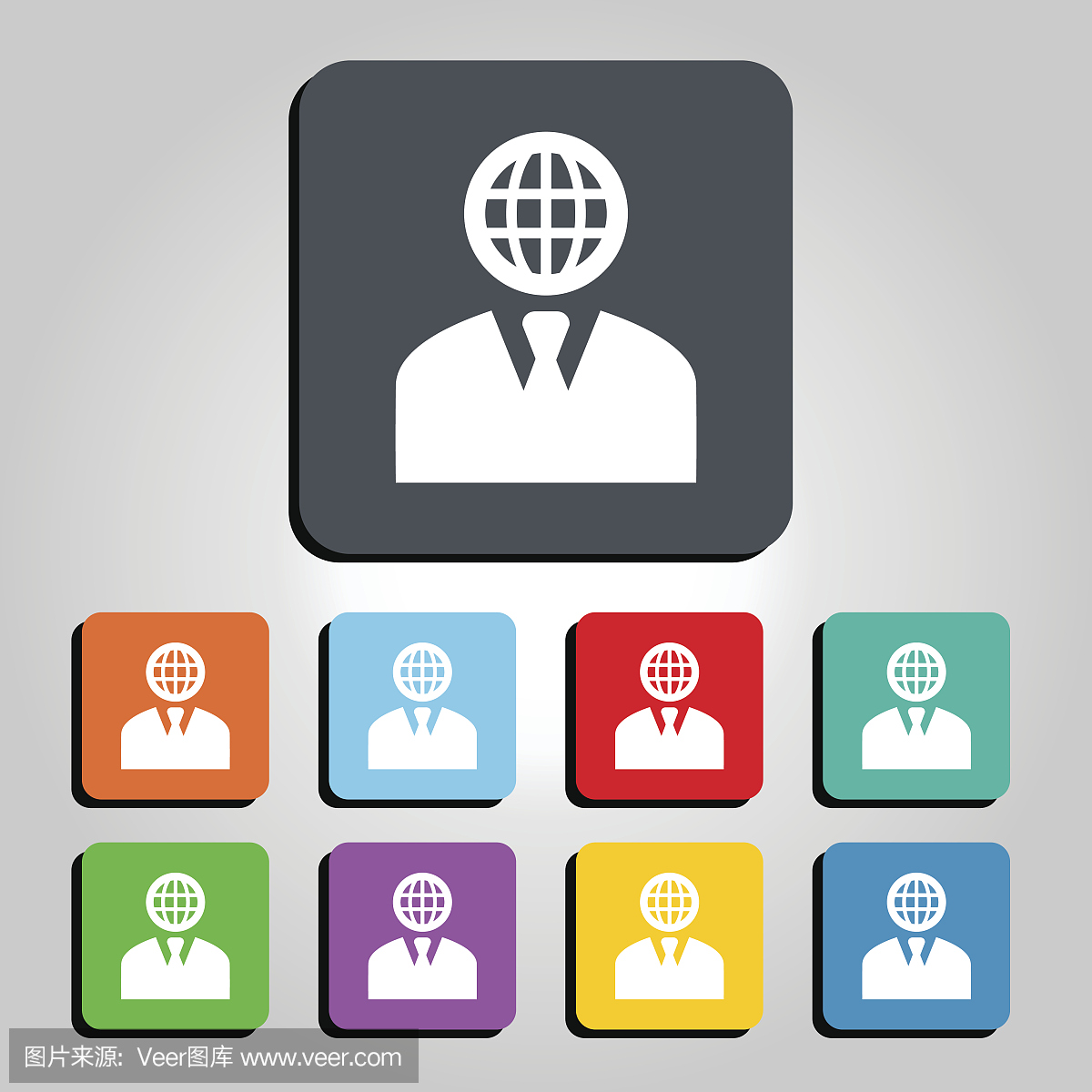 企業管理,戰略或人力資源CEO矢量圖標插圖