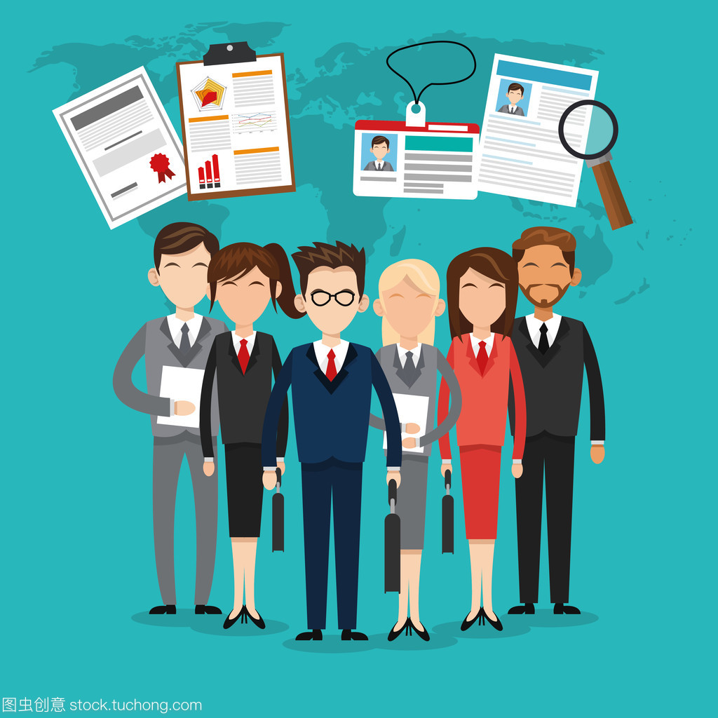 人力資源設計。人的圖標。色彩豐富的插畫